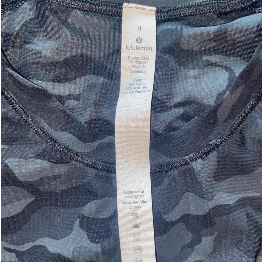 Lululemon Long Sleeve Swiftly Tech 2.0 Camo Black Gray Workout Top Size 4 - Picture 5 of 8